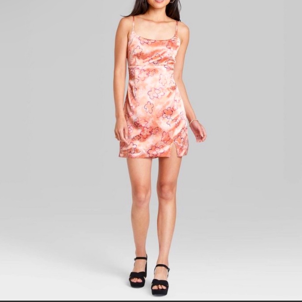 Wild Fable Women's Notch Slip Dress- Pink Floral XS